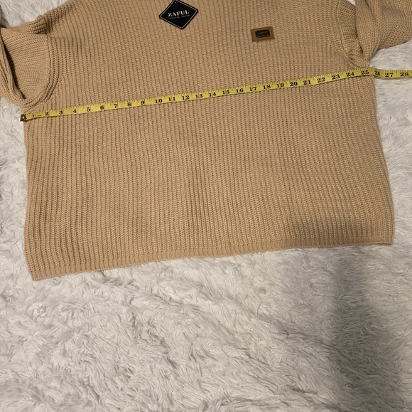 NWT ZAFUL Women's Oversized Crew Neck Lantern Sleeve Sweater One Size Light Brow - Picture 4 of 8